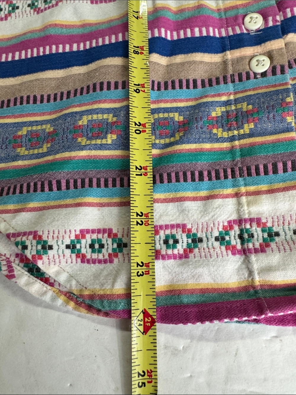 Cabin Creek Striped Multi-Color Cotton Top M vintage button up short sleeve - Picture 10 of 10
